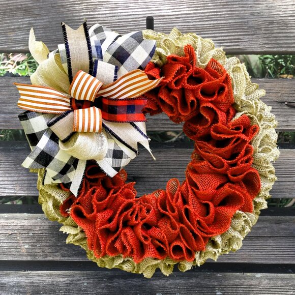 Red & Burlap Front Door Wreath - Picture 2 of 5